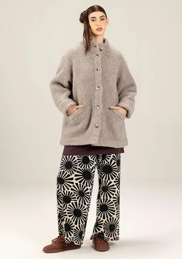 Strikket jakke i ullbouclé - lys potet/meleret