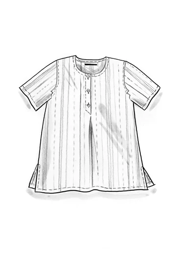 “Shima” woven striped blouse in linen - light ecru