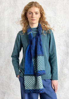 “Tove” organic/recycled cotton knitted scarf - indigo blue