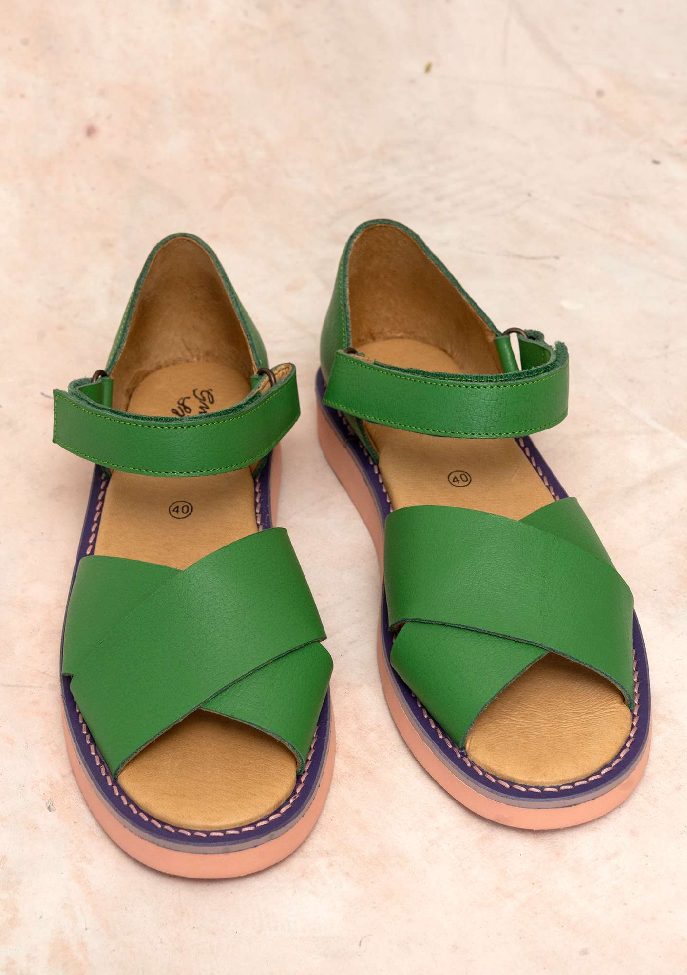 Sandales en cuir nappa vert lotus thumbnail
