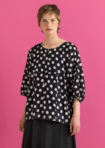 “Tindra” woven organic cotton blouse - black/patterned