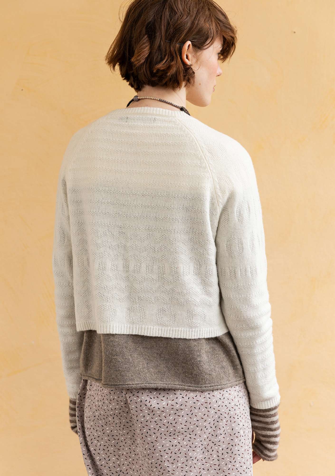 “Clove” cardigan in lambswool/recycled nylon undyed thumbnail