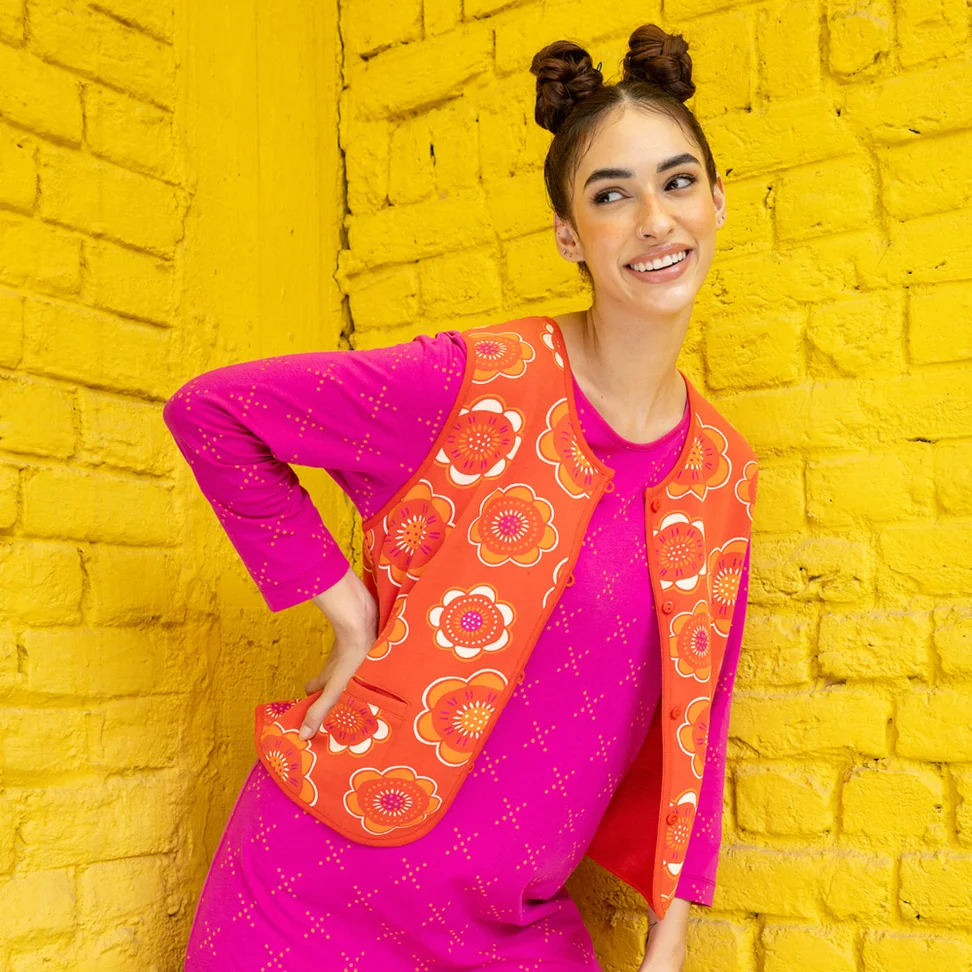 Gilet sans manches "Soho" en jersey de coton biologique - piment