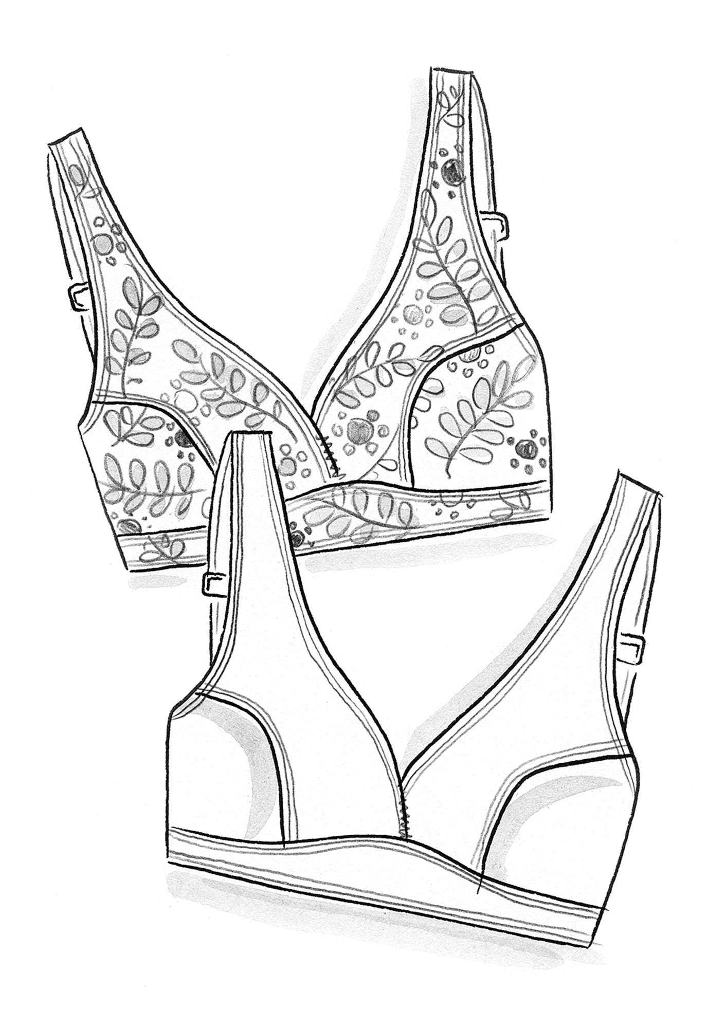 “Waterlily” bikini top in polyamide/elastane black/patterned thumbnail