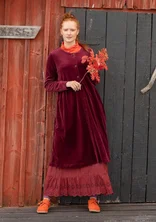 Velours doorknoopjurk van biologisch katoen/gerecycled polyester - aubergine