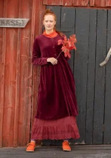 Velours doorknoopjurk van biologisch katoen/gerecycled polyester - aubergine