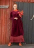 Button-through, organic cotton/recycled polyester velour dress (aubergine L)