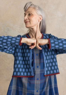 Strickjacke „Vendela“ aus Bio-/Recycling-Baumwolle - pazifikblau