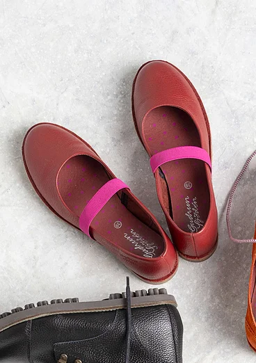 Ballerina flats in nappa - lingonberry