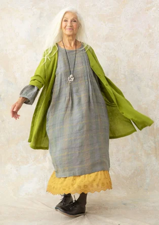 Kleid „Lillian“ aus Leinengewebe - grafit-gemustert