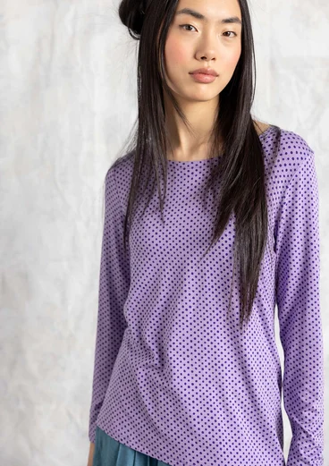 “Tina” lyocell/elastane jersey top - powder purple/patterned