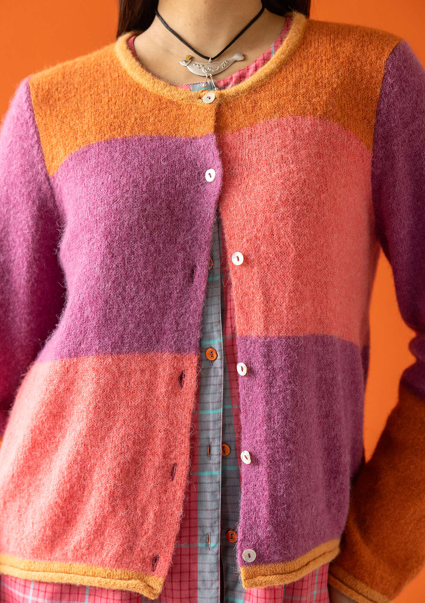 Kajsa” multicolored cardigan in an alpaca blend gudrunsjoden.com