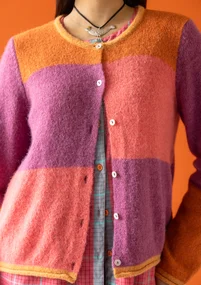 “Kajsa” multicoloured alpaca blend cardigan - heather