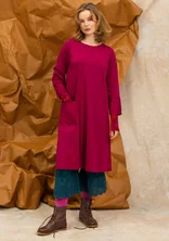 “Ellen” striped/solid-colour organic cotton/modal jersey dress - red cabbage