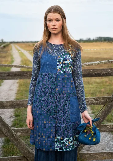 “Earth” dress in woven organic cotton/linen - grey blue
