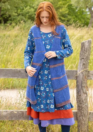 Gebreid mouwloos vest "Sandy" van alpacamix en biologisch/gerecycled katoen - porseleinblauw