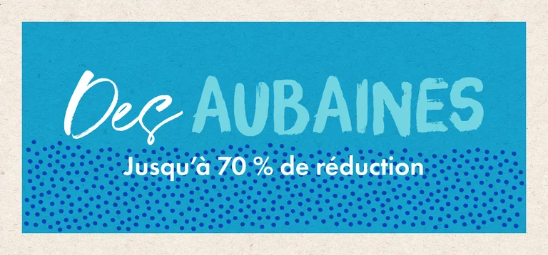 Fond graphique rose et beige le mot AUBAINES.