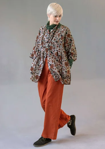 Airy trousers in solid-colour viscose/linen - rust