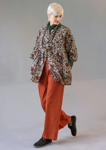 Airy trousers in solid-colour viscose/linen - rust