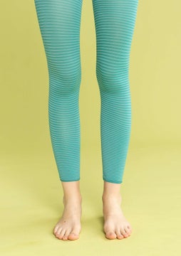 Striped leggings aqua green/pigeon blue