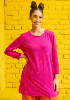 “Crossing” jersey tunic in organic cotton/spandex - cerise