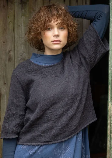 Strickpullover „Hildur“ aus Wolle - dunkelaschgrau-melange