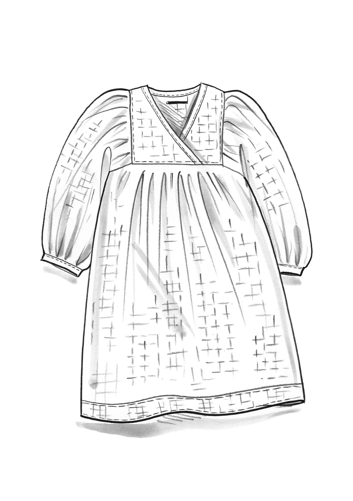 “Hilda” woven dress in organic cotton semi-bleached