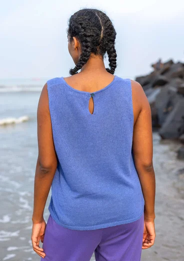 Knitted linen/organic cotton tank top - blue lotus