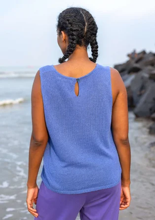 Knitted linen/organic cotton tank top - blue lotus