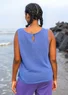 Knitted linen/organic cotton tank top (blue lotus L)