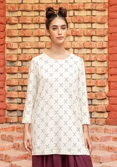 “Crossing” jersey tunic in organic cotton/spandex - almond milk