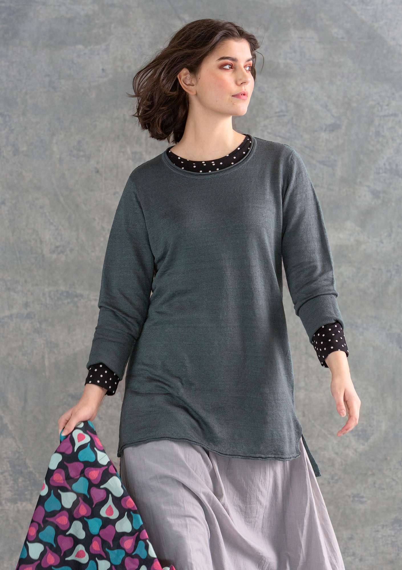 Tunic in a recycled linen knit fabric agave thumbnail