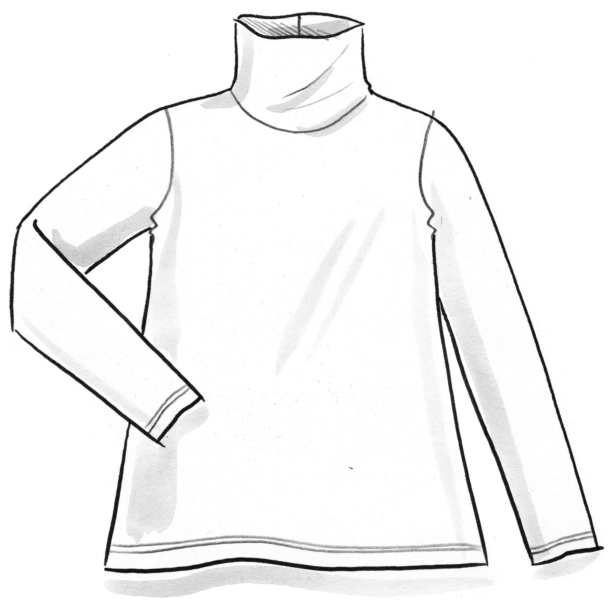 Lyocell/elastane jersey polo-neck top