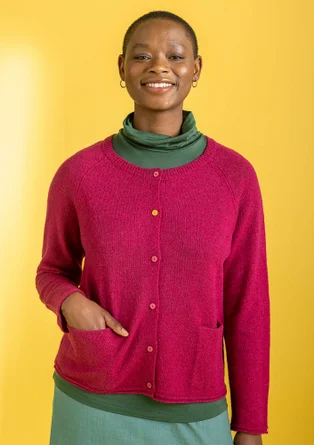 Cardigan in wool - cyklamen
