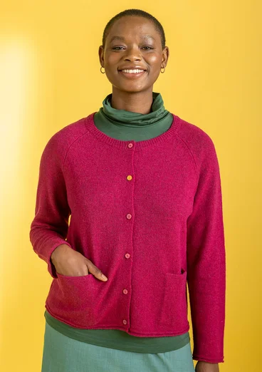 Cardigan in wool - cyklamen