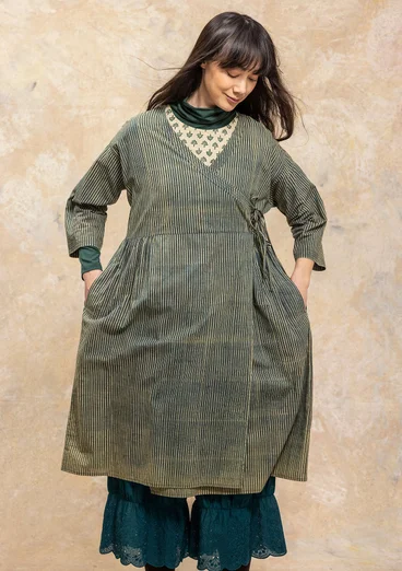Robe tissée ”Rose hip” en coton biologique - indigo vert