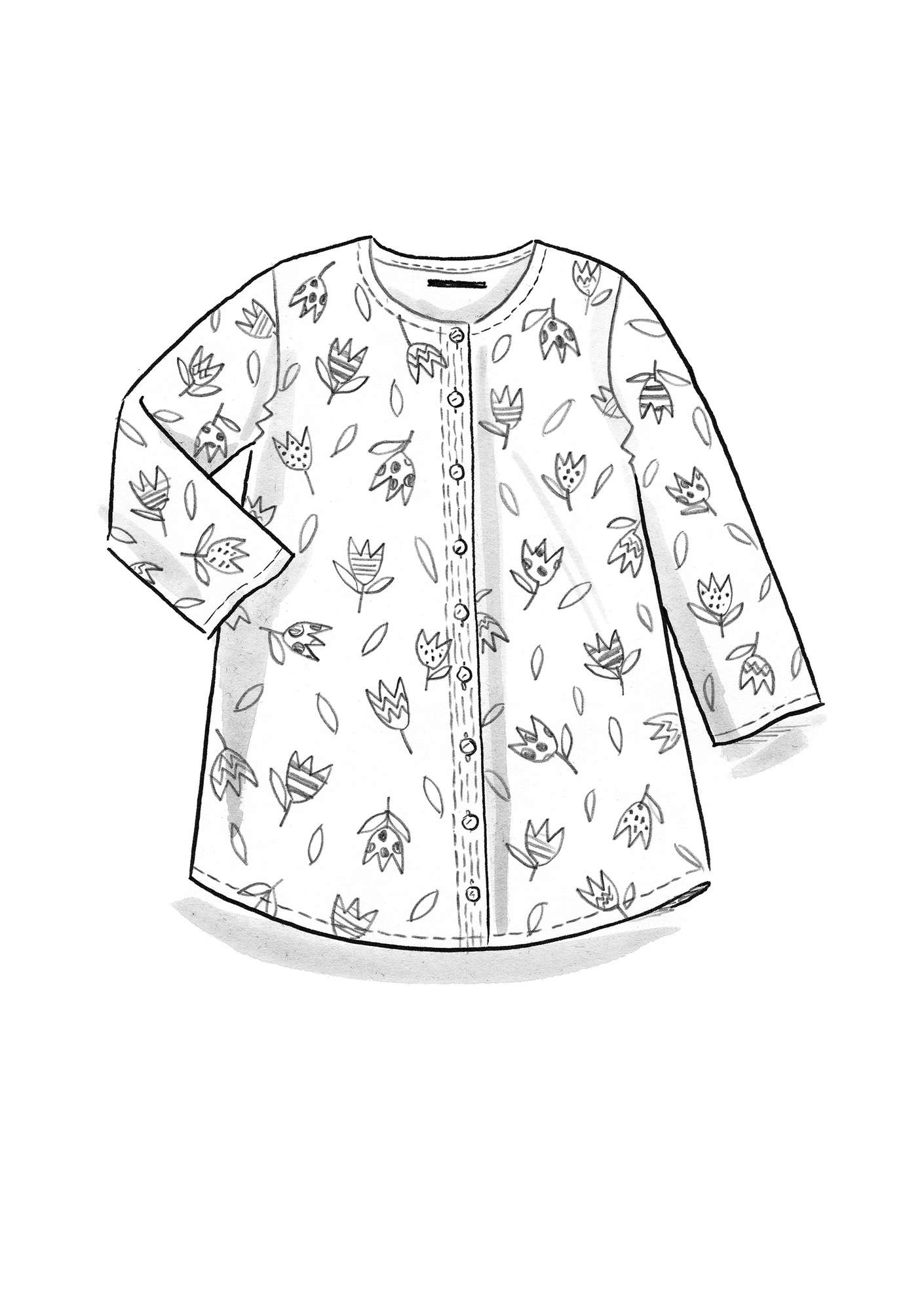 Bluse «Evelyn» i økologisk bomull kaktus/mønstret