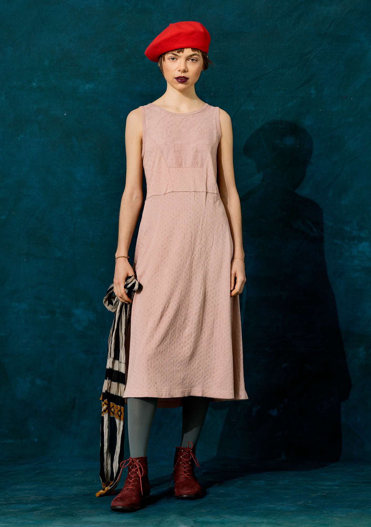 Pointelle dress in organic cotton/modal pink sand thumbnail