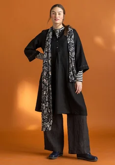 “Asta” woven linen dress - black