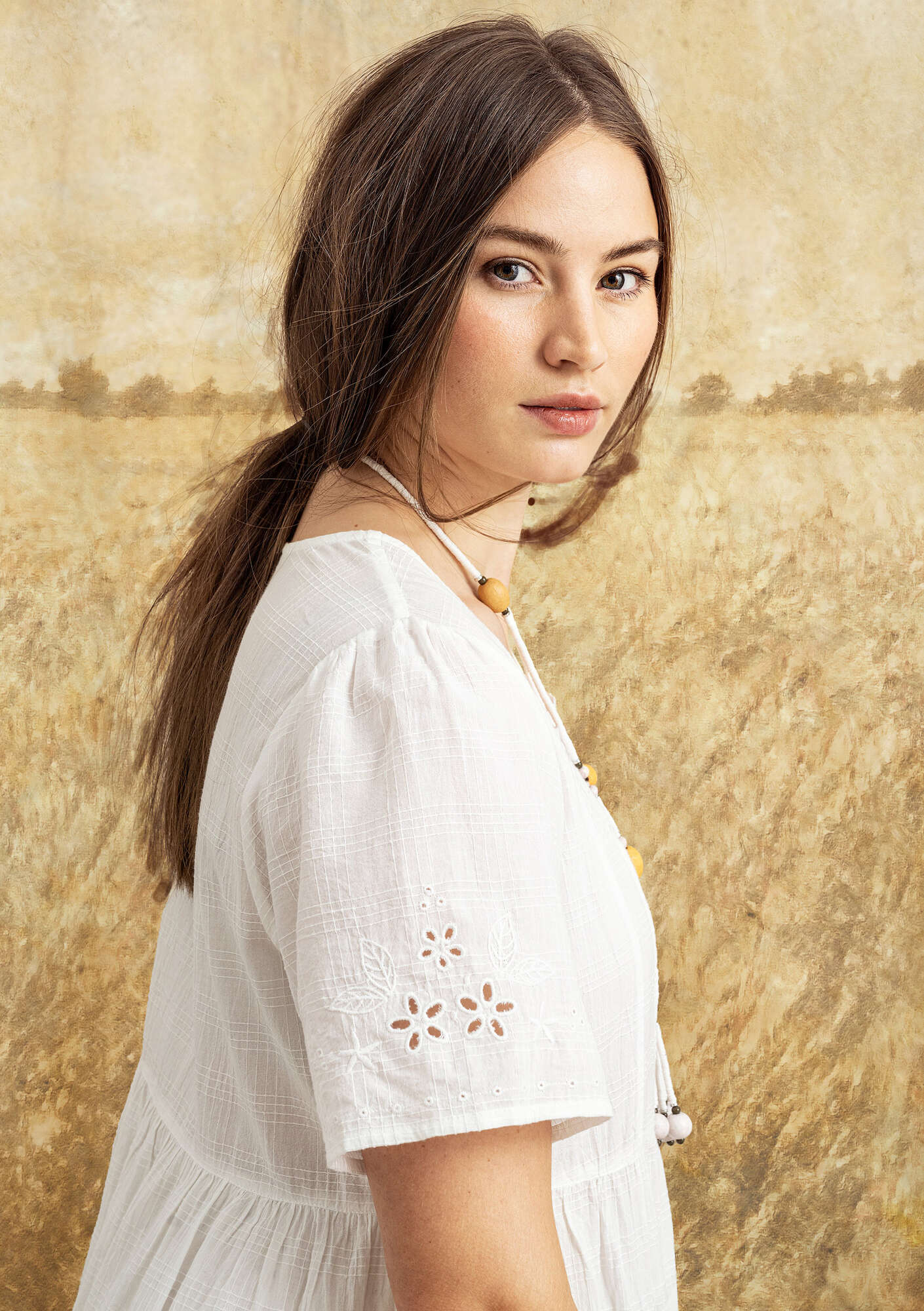 “Tania” woven organic cotton dress light ecru thumbnail