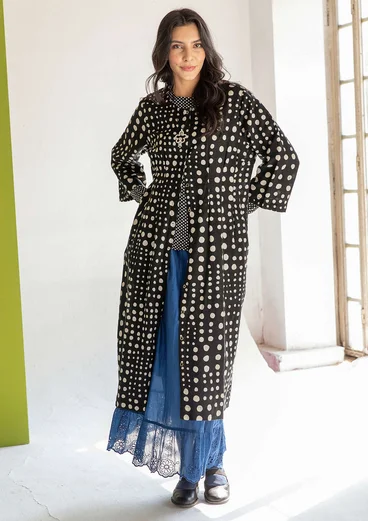 Robe "Mary" en tissu de coton biologique/lin - noir