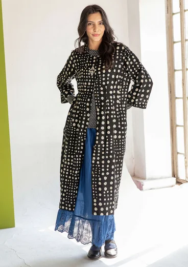 Robe "Mary" en tissu de coton biologique/lin - noir