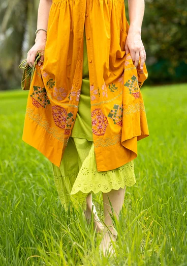 Ärmelloses Kleid „Cross“ aus Bio-Baumwolle - senf