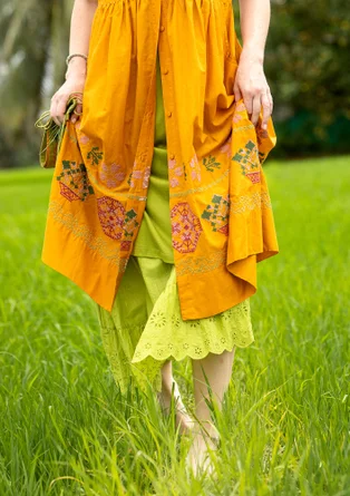 Ärmelloses Kleid „Cross“ aus Bio-Baumwolle - senf