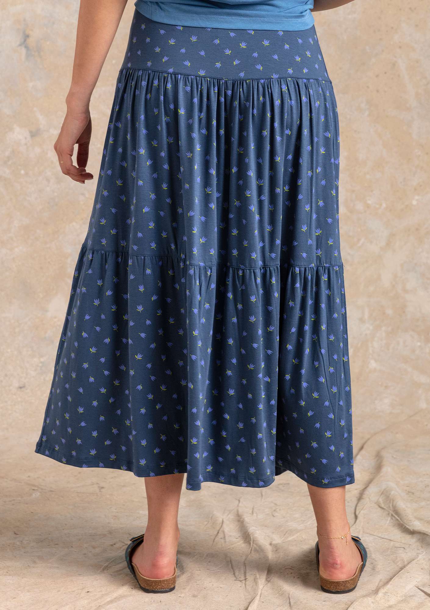 “Adena” lyocell/elastane jersey skirt indigo/patterned thumbnail