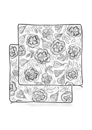 “Wild Rose” printed cushion cover in linen/cotton - dark ash grey