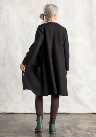 Langstrickjacke aus gefilzter Bio-Wolle - schwarz
