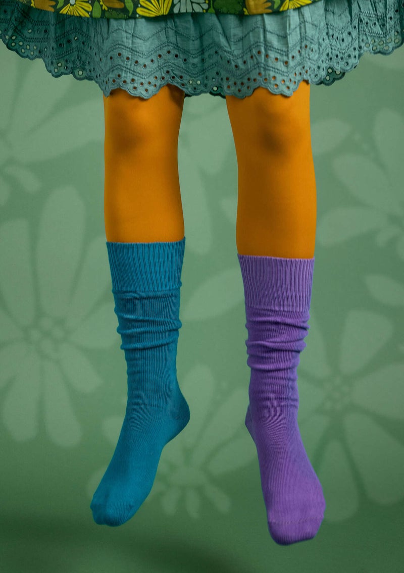 Solid-colour organic cotton knee-highs wild pansy