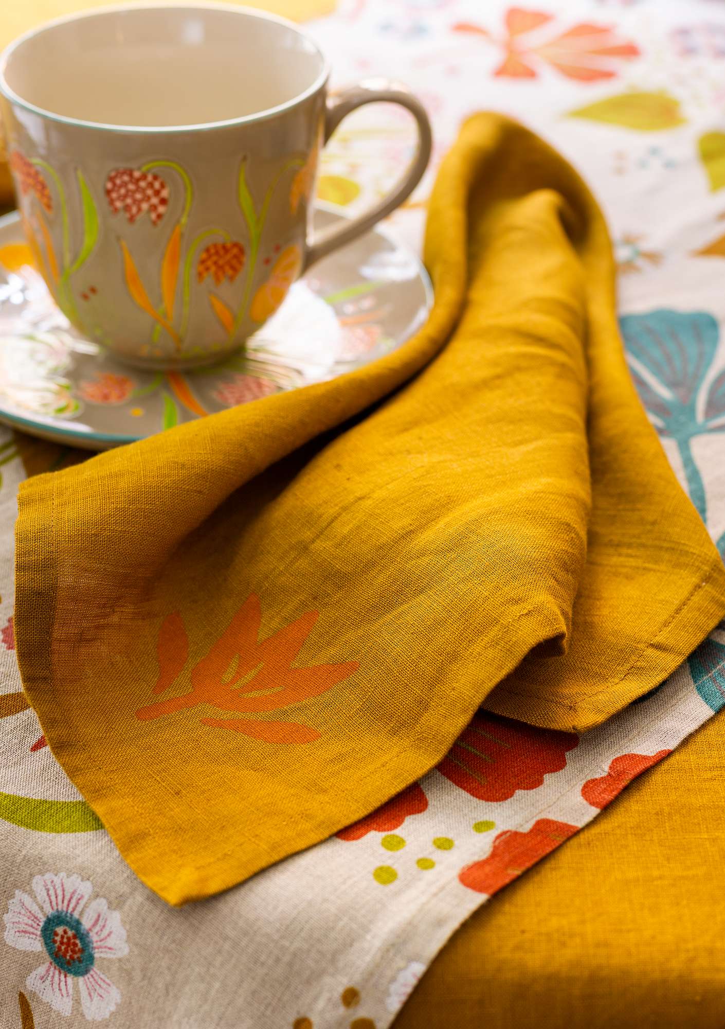 Washed linen cloth napkin curry