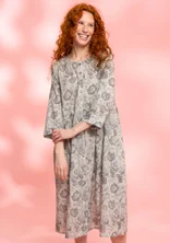 “Peace” floral dress in organic cotton - natural